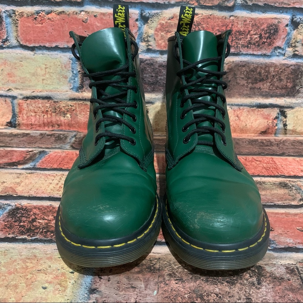 Dr. Martens Green Smooth Leather Boots - Picture 8 of 11